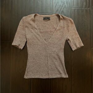 Urban Outfitters Plunge V-Neck Short Sleeve Sweater Top